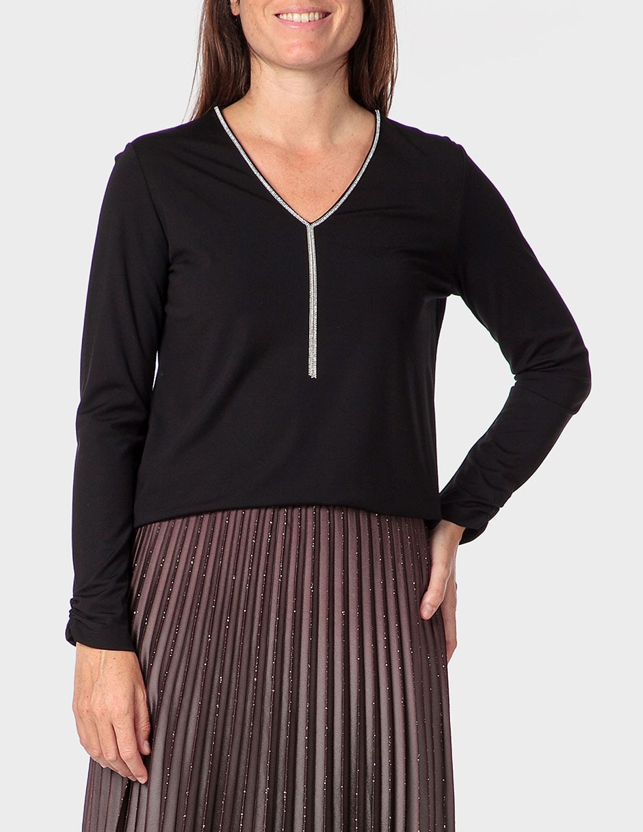 Playera manga larga cuello v para mujer Playera manga larga cuello v para mujer