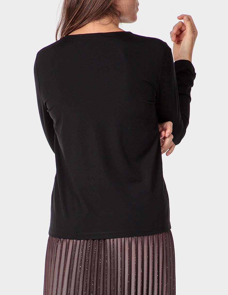 Playera manga larga cuello v para mujer 2