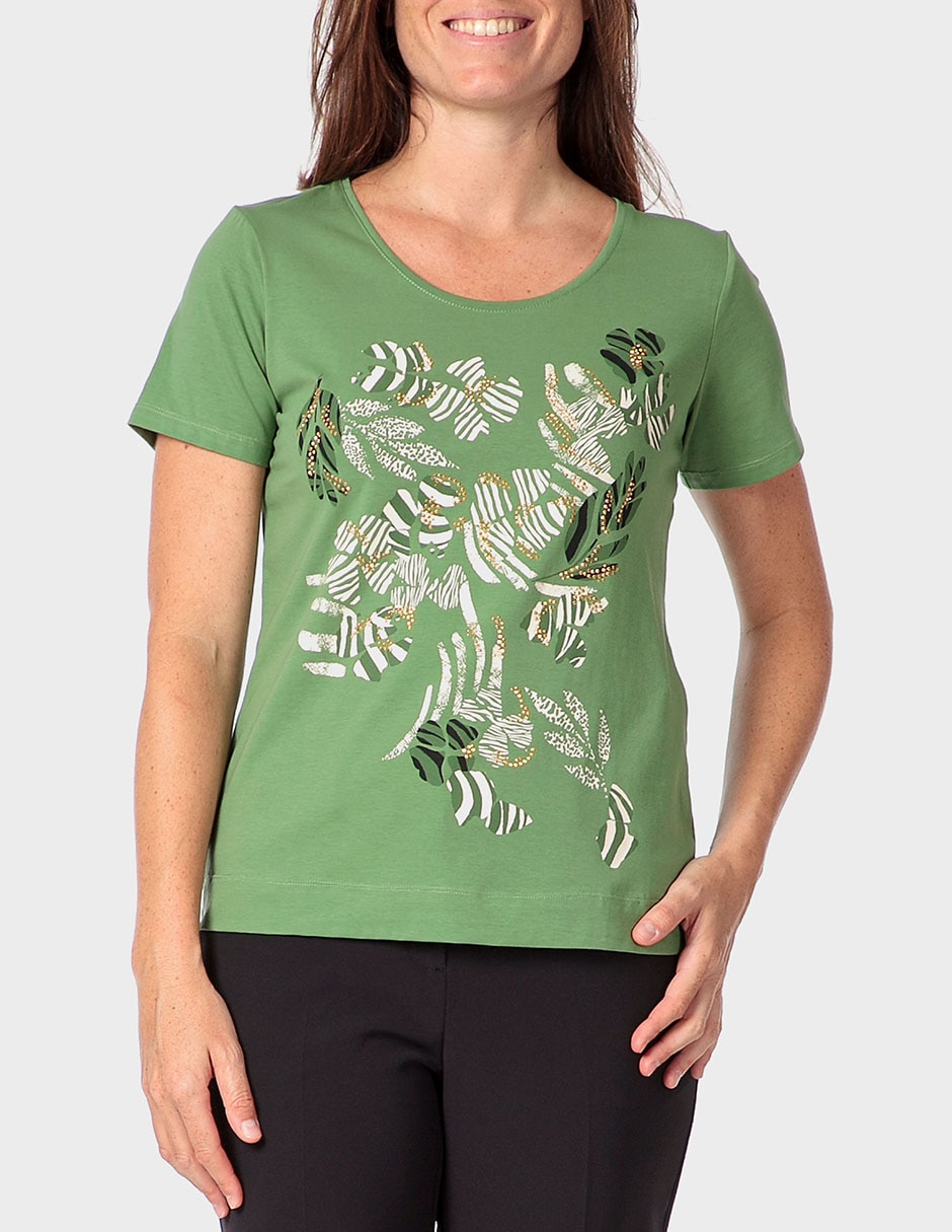 Playera manga corta cuello redondo para mujer