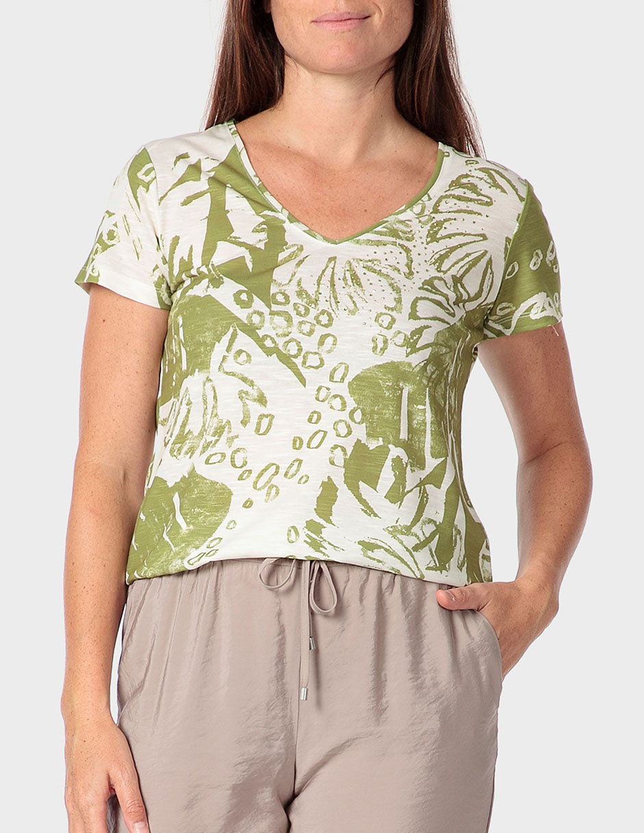 Playera manga corta cuello v para mujer 1