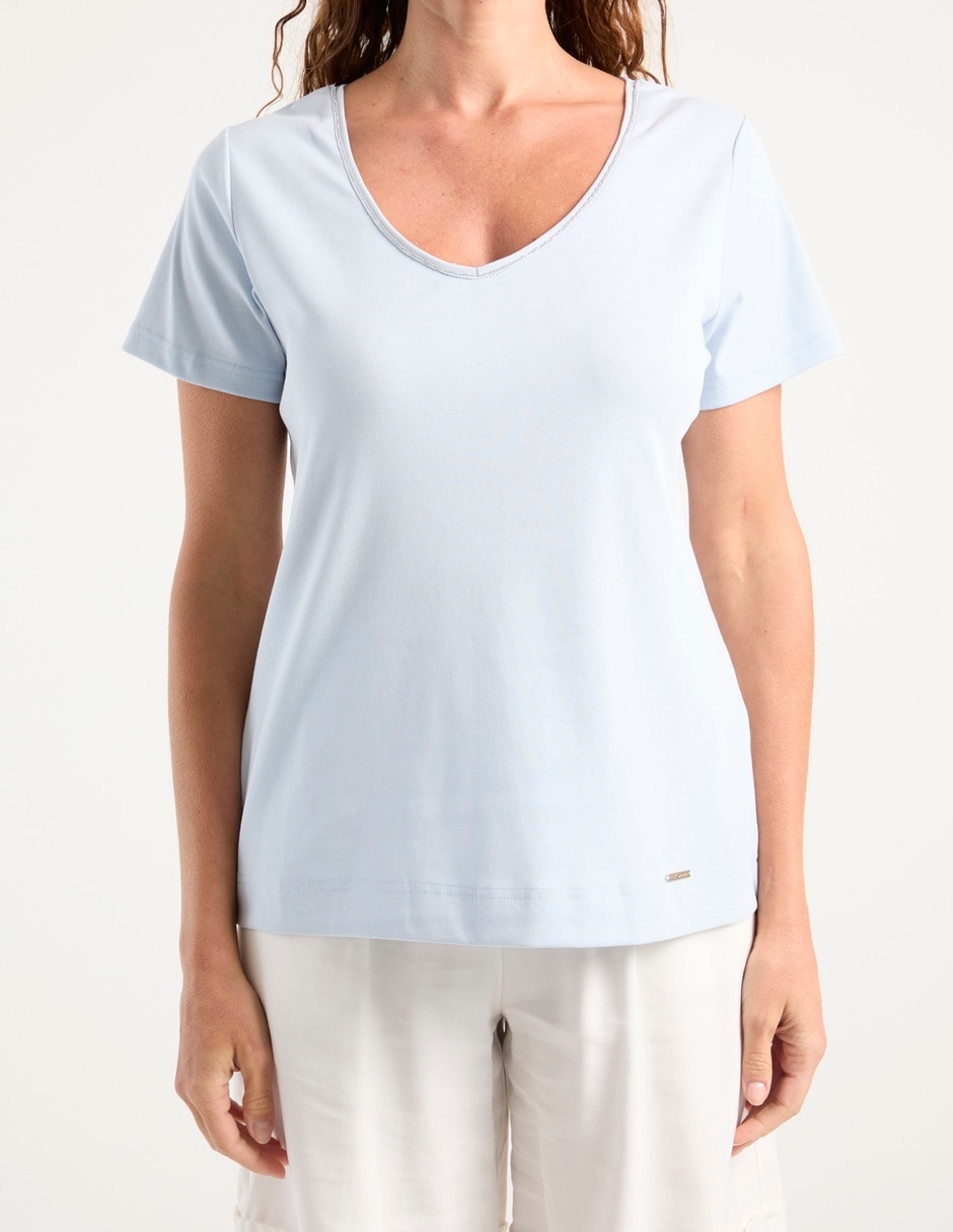 Playera manga corta cuello v mujer 3
