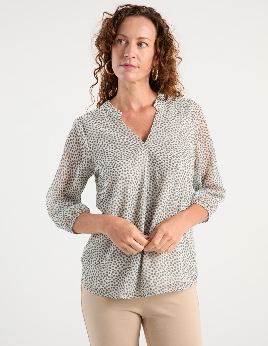 Blusa manga 3/4 cuello V para mujer 7