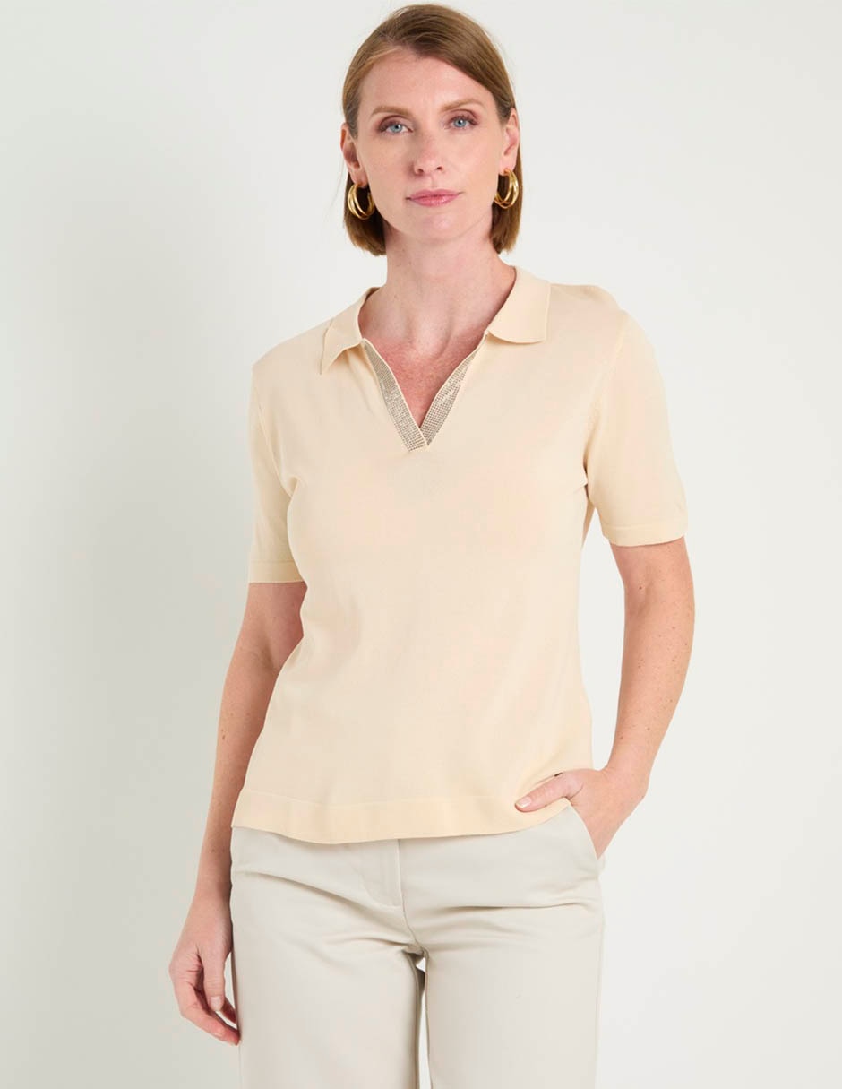 Suéter cuello polo para mujer