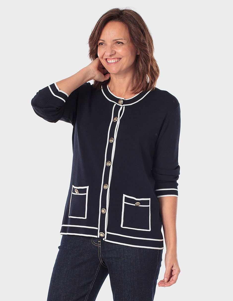 Suéter cuello con botón para mujer 1