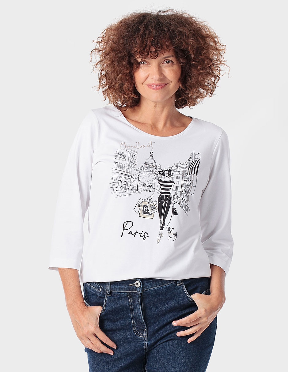 Playera manga 3/4 Punt Roma cuello redondo para mujer