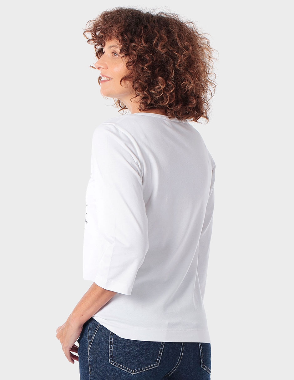Playera manga 3/4 Punt Roma cuello redondo para mujer
