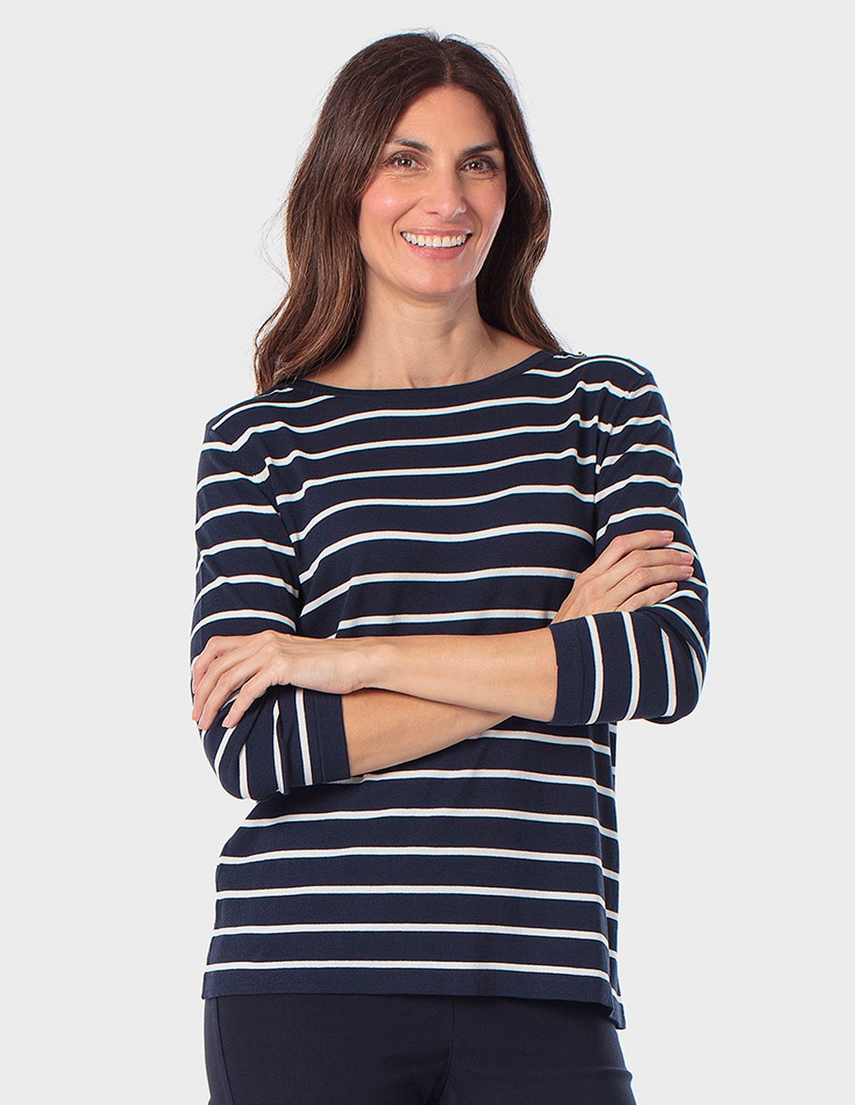 Playera manga 3/4 Punt Roma cuello redondo para mujer