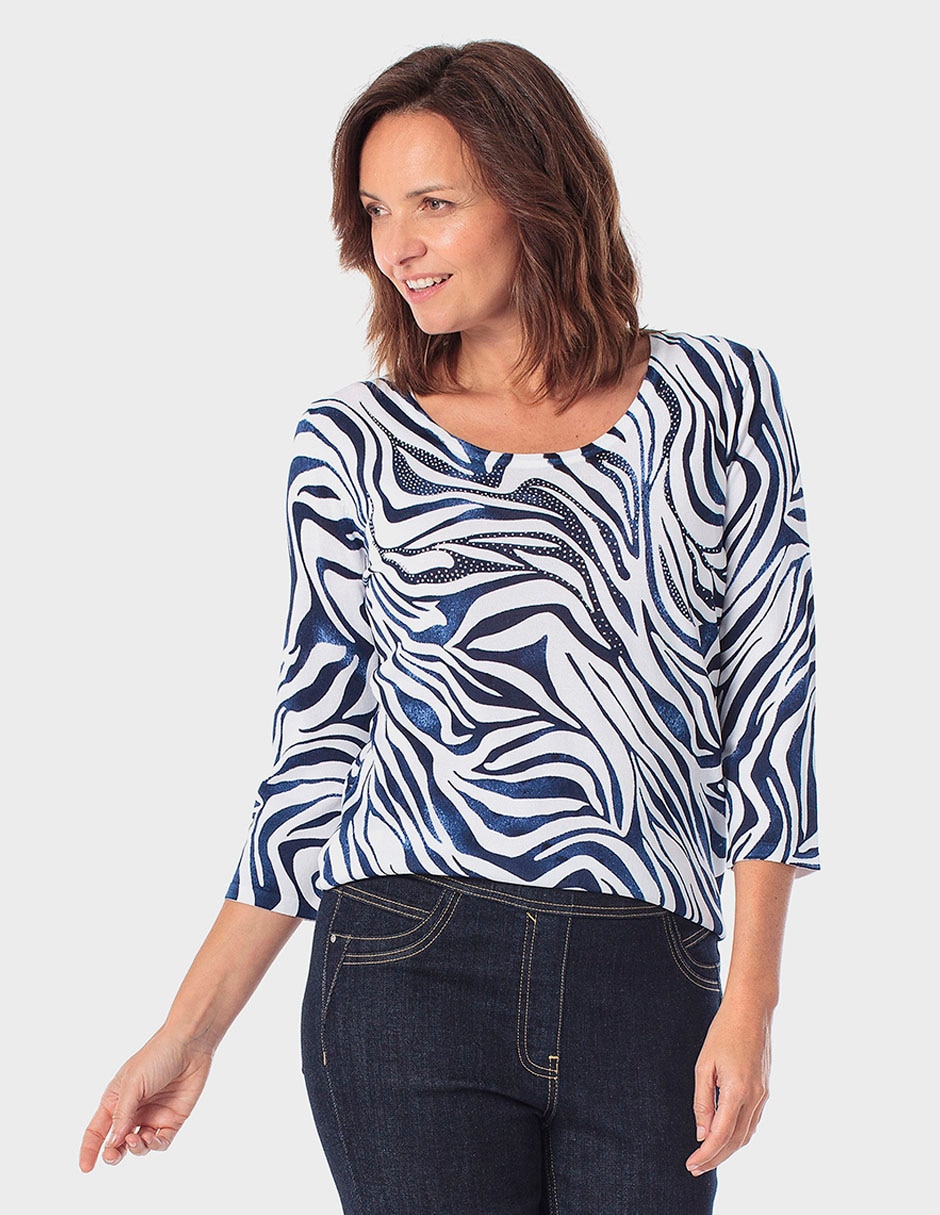 Playera manga 3/4 Punt Roma cuello redondo para mujer