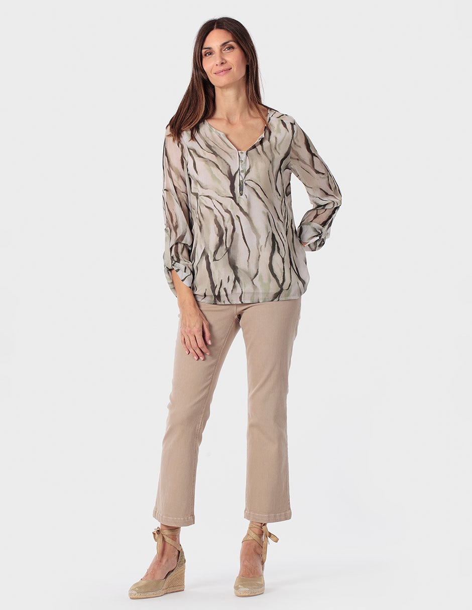 Blusa Punt Roma manga larga para mujer