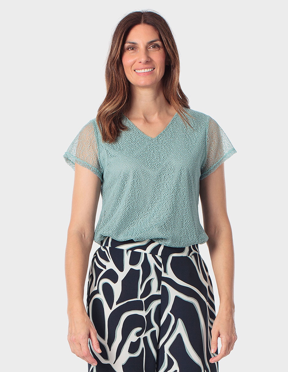 Playera manga corta Punt Roma cuello redondo para mujer