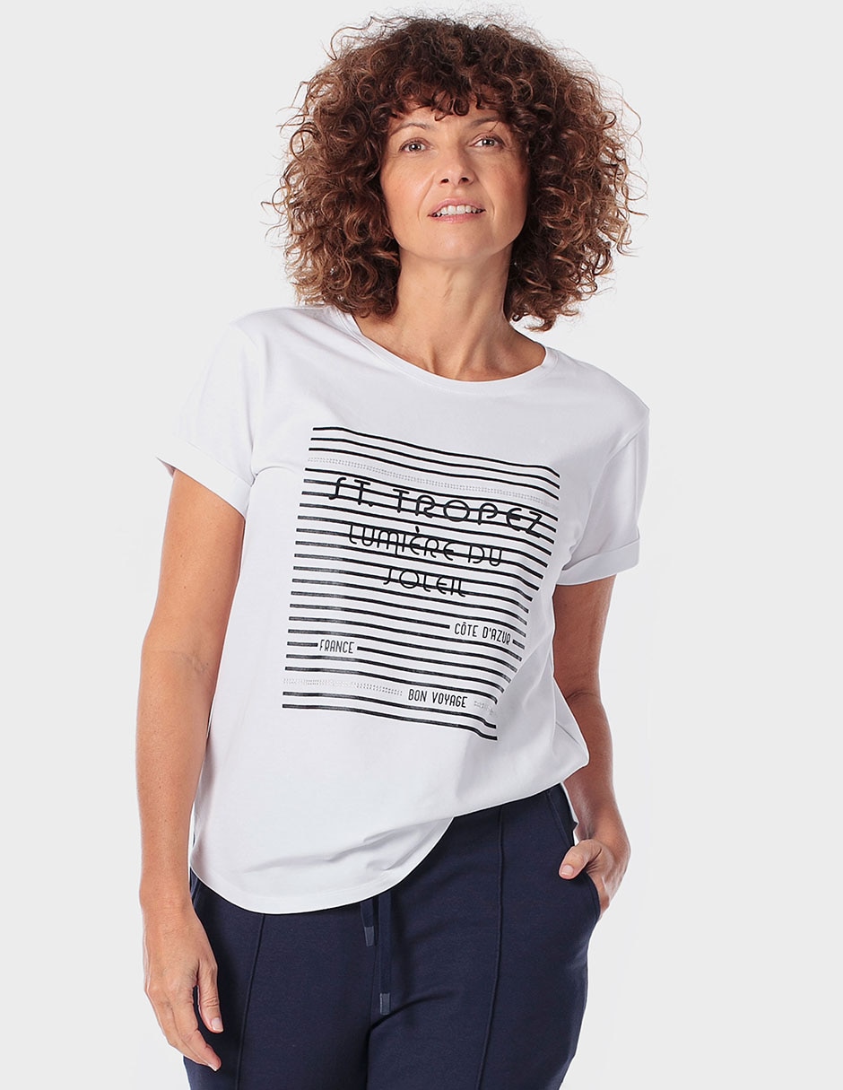 Playera manga corta cuello redondo para mujer Playera manga corta cuello redondo para mujer