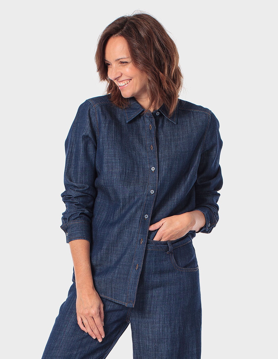 Blusa camisera manga larga para mujer