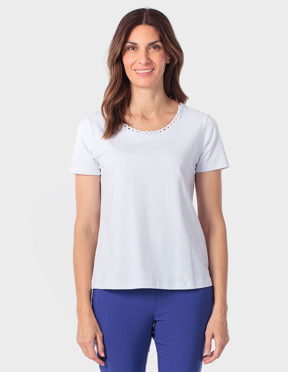 Playera manga corta cuello redondo para mujer Playera manga corta cuello redondo para mujer