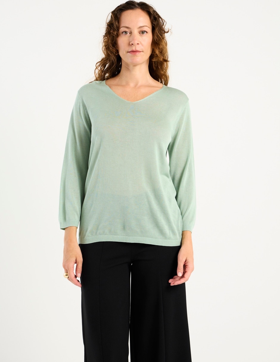 Suéter cuello V para mujer 2