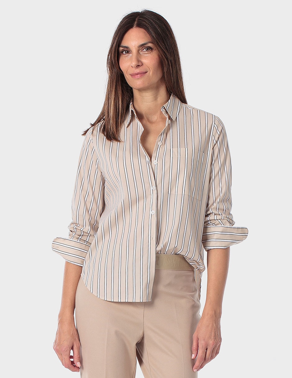 Blusa camisera Punt Roma manga larga para mujer