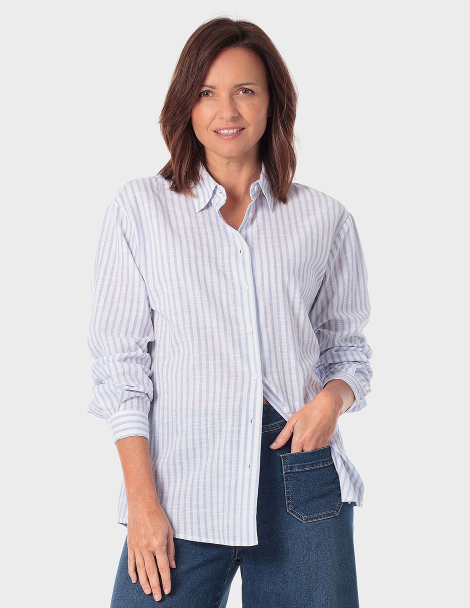 Blusa camisera Punt Roma manga larga para mujer