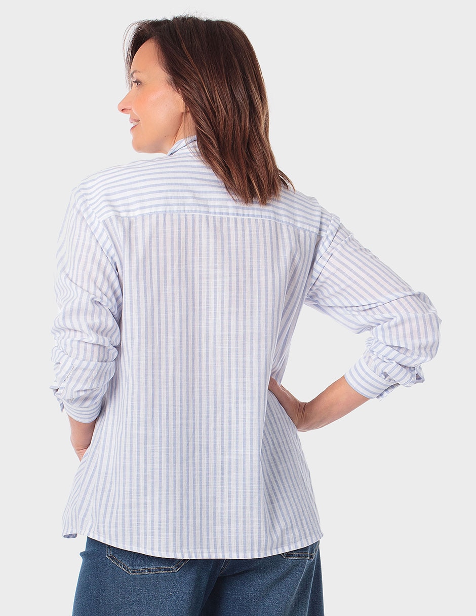 Blusa camisera Punt Roma manga larga para mujer