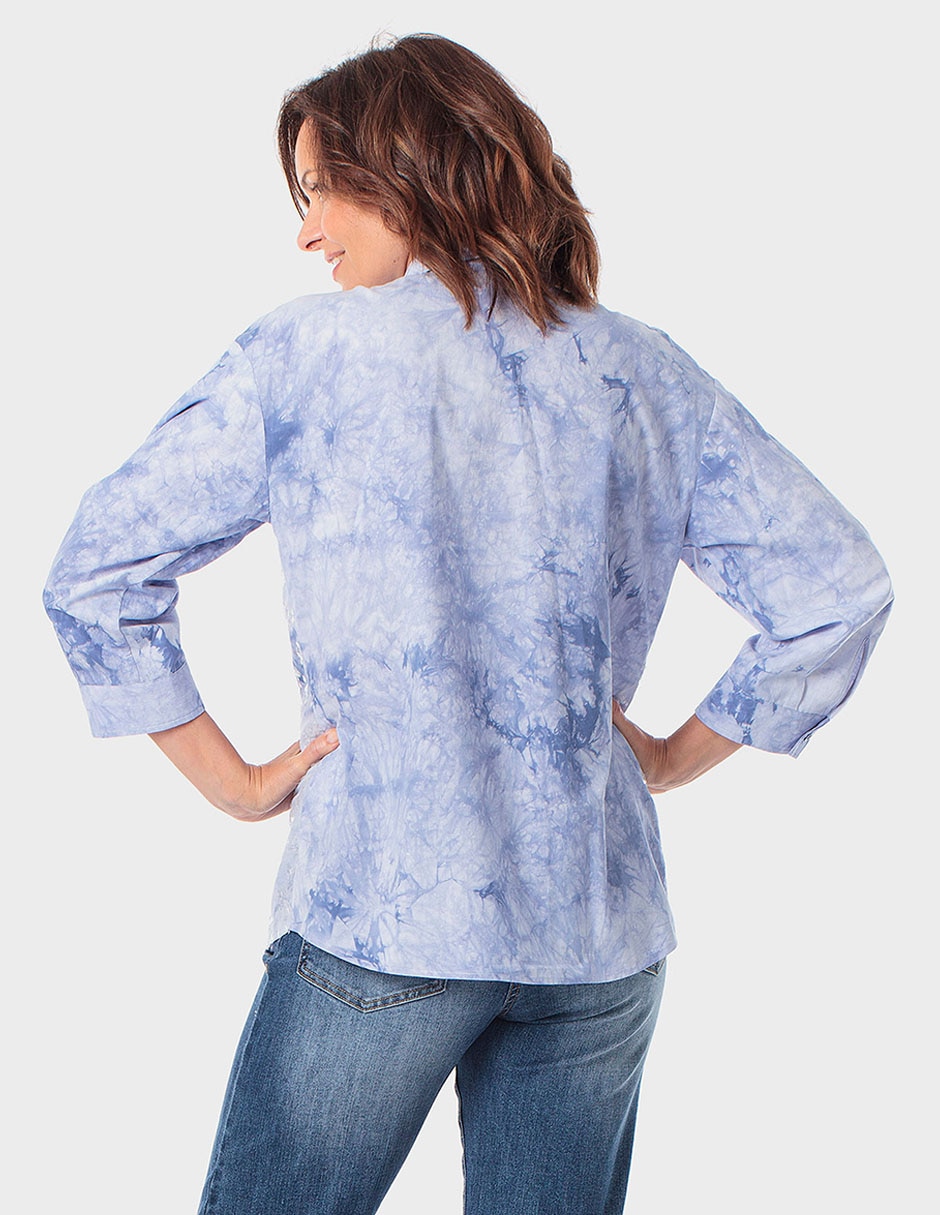 Blusa camisera Punt Roma manga larga para mujer