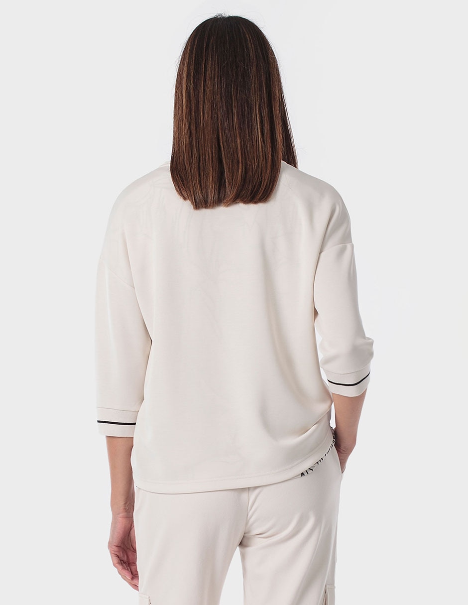 Playera manga 3/4 Punt Roma cuello redondo para mujer