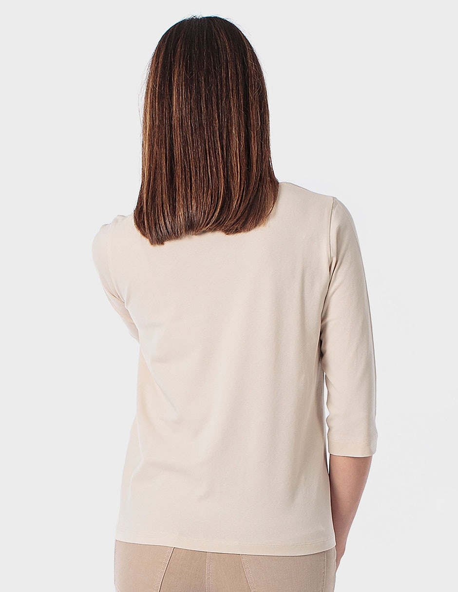 Playera manga 3/4 cuello redondo para mujer 2