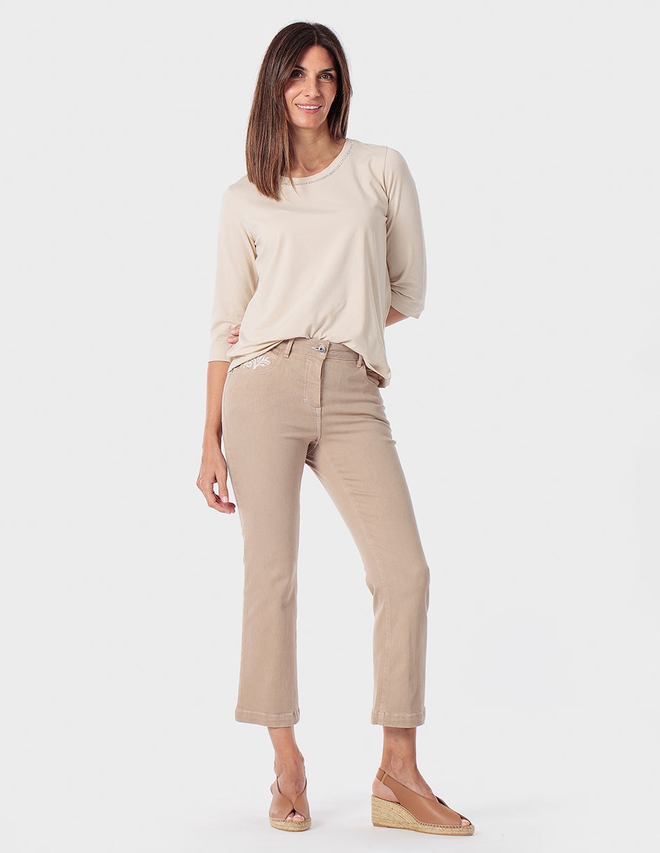 Playera manga 3/4 cuello redondo para mujer 3