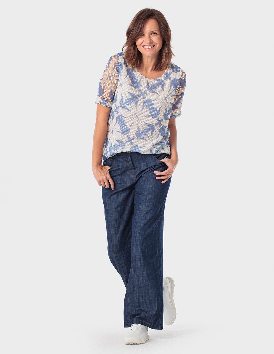 Playera manga corta Punt Roma cuello redondo para mujer