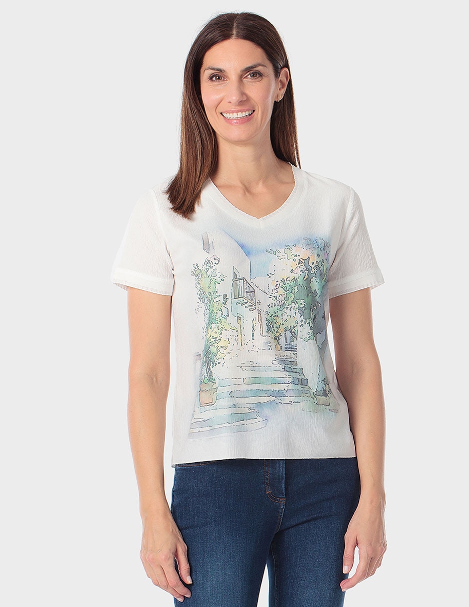 Playera manga corta Punt Roma cuello redondo para mujer