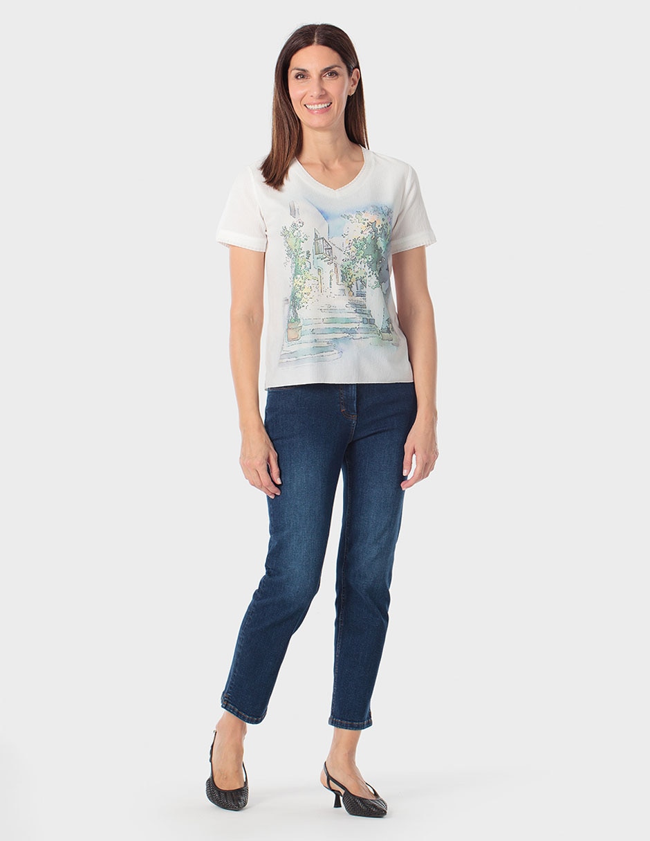 Playera manga corta Punt Roma cuello redondo para mujer