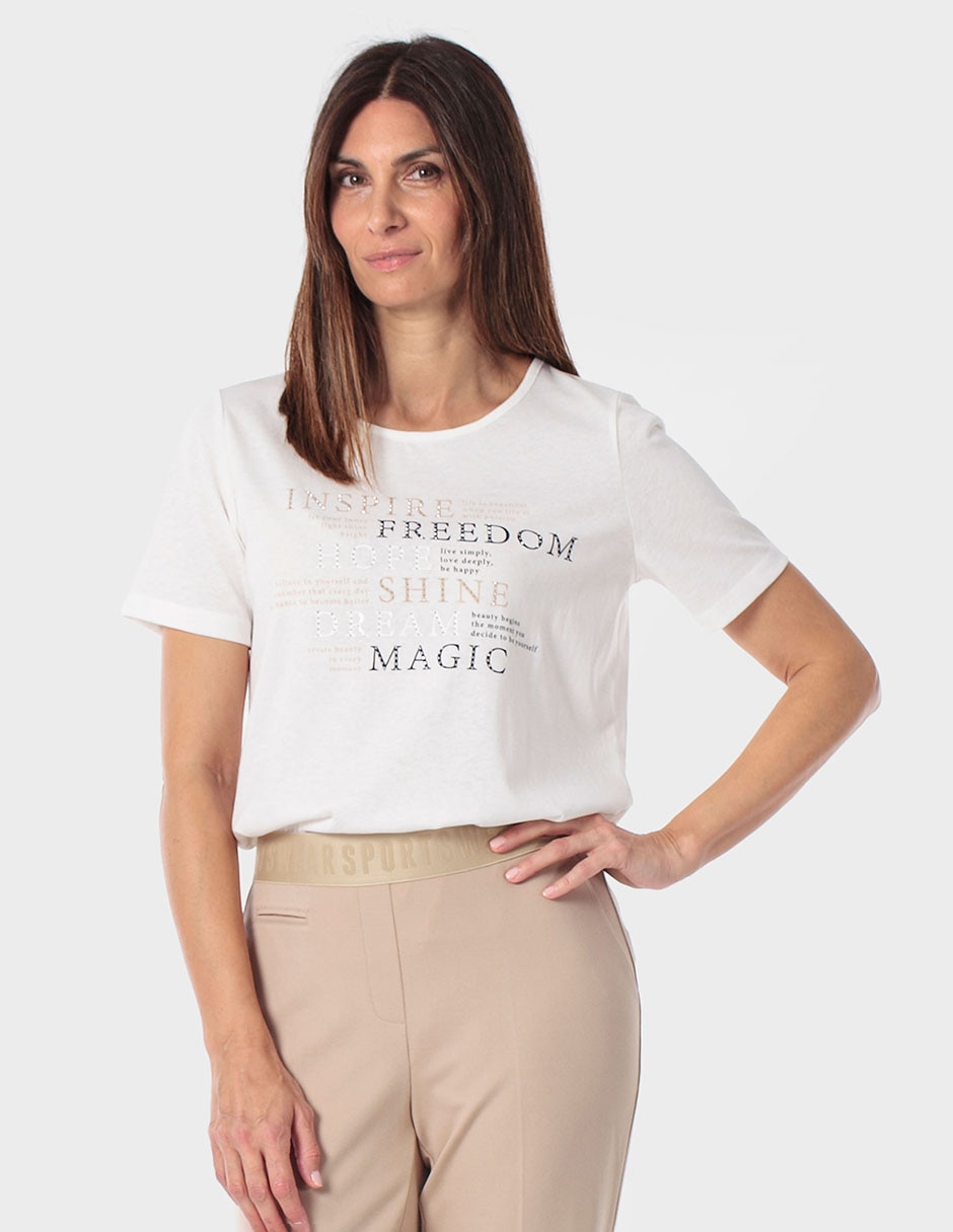 Playera manga corta Punt Roma cuello redondo para mujer