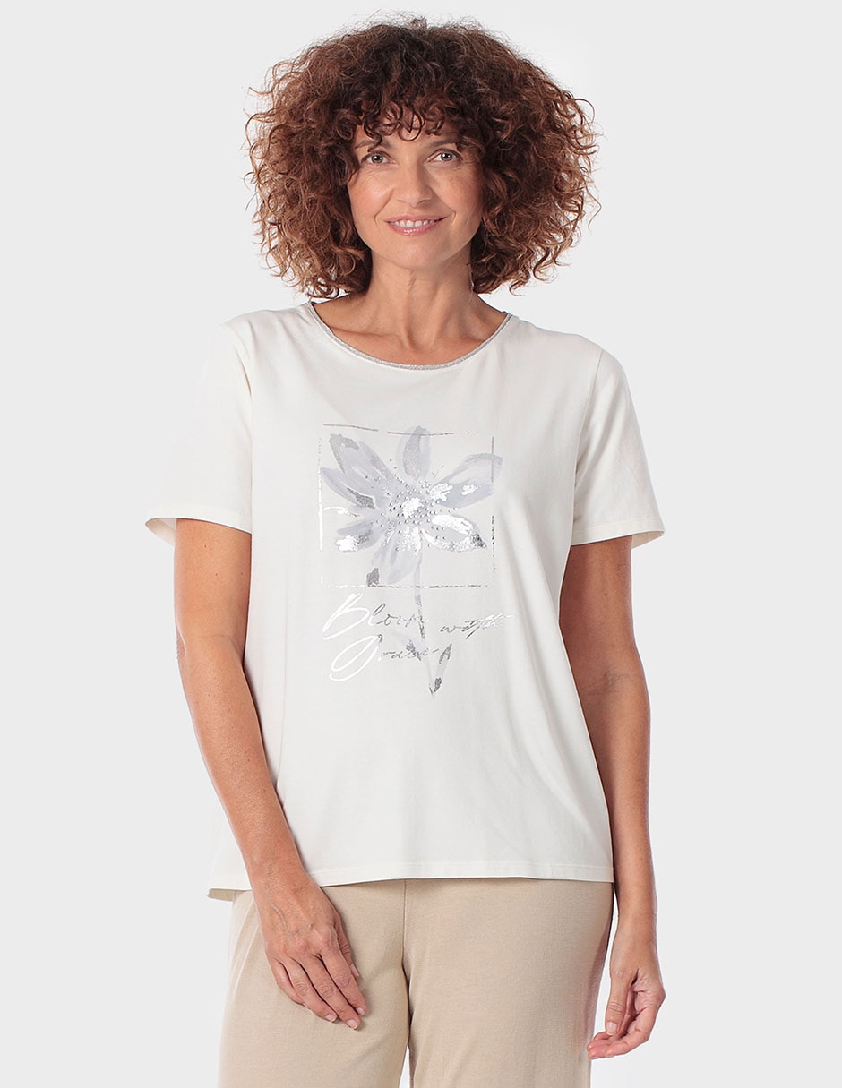 Playera manga corta cuello redondo para mujer
