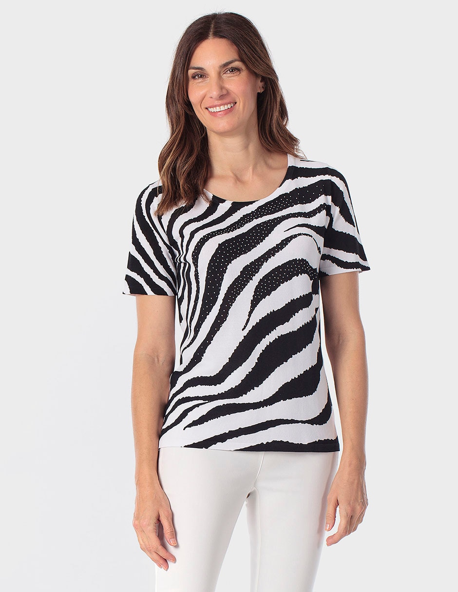 Playera manga corta cuello redondo para mujer