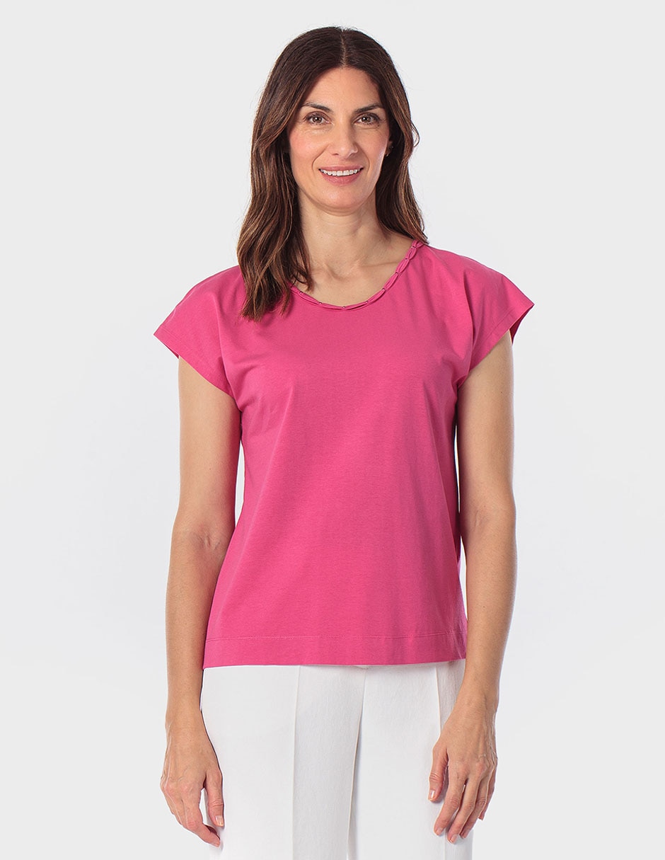 Playera manga corta cuello redondo para mujer