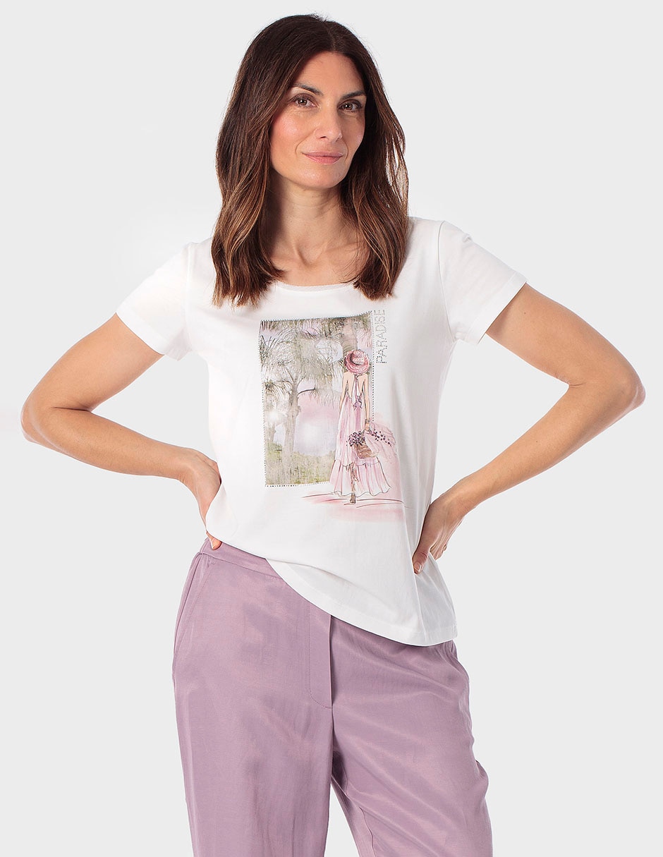 Playera manga corta Punt Roma cuello redondo para mujer