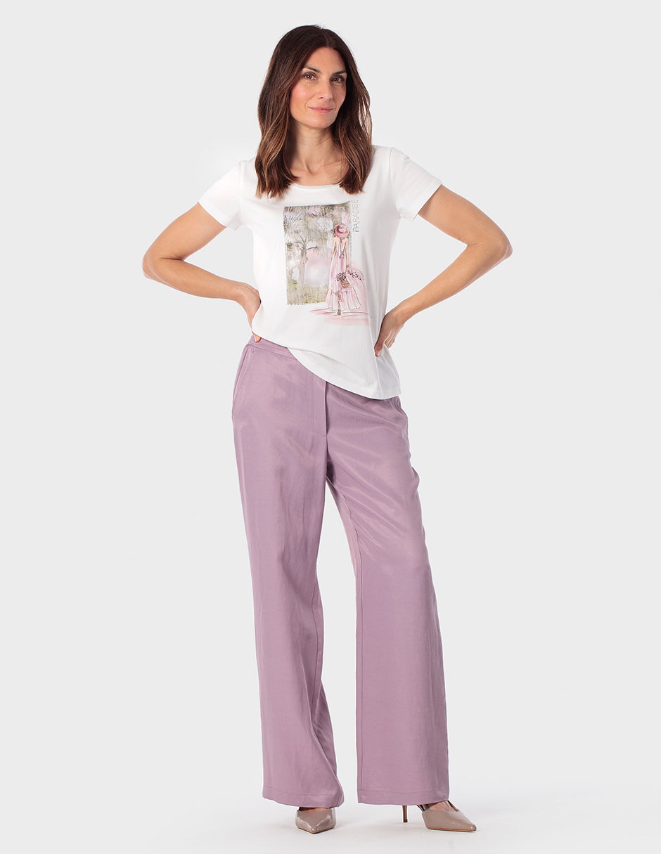 Playera manga corta Punt Roma cuello redondo para mujer