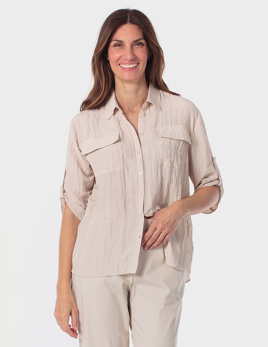 Blusa camisera Punt Roma manga 3/4 para mujer