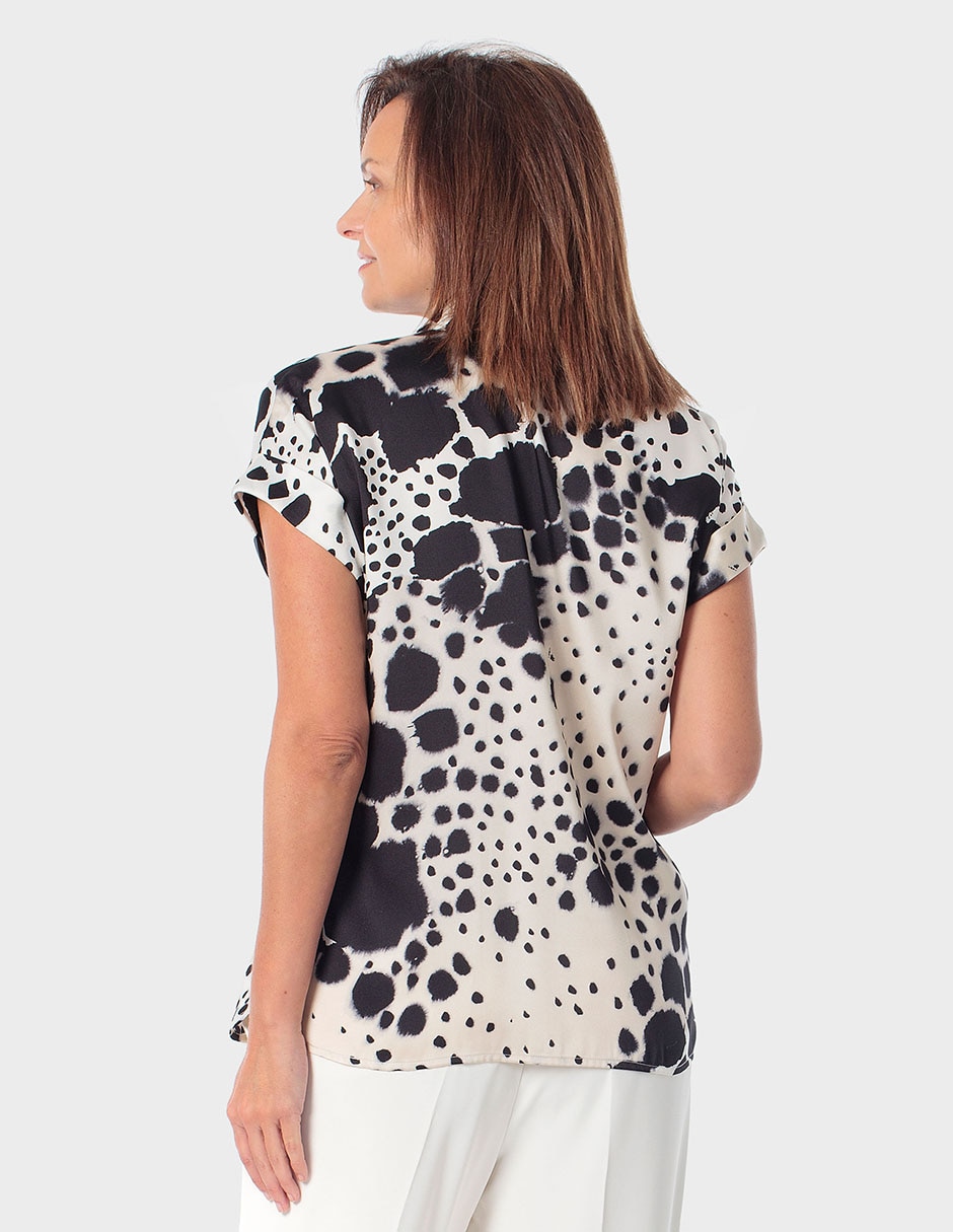 Blusa camisera Punt Roma manga corta para mujer