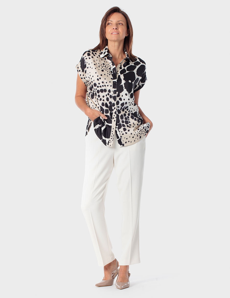 Blusa camisera Punt Roma manga corta para mujer