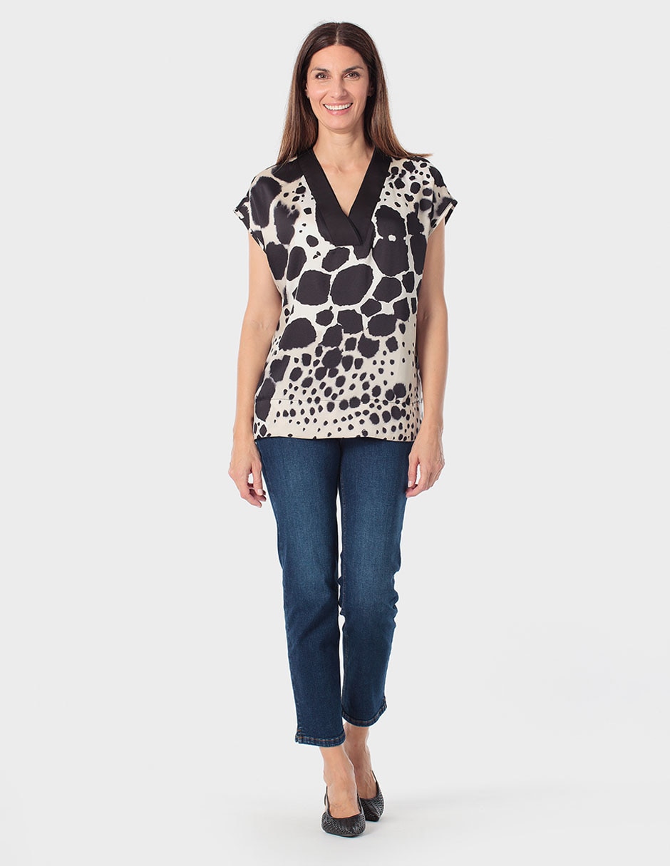 Blusa Punt Roma manga corta para mujer