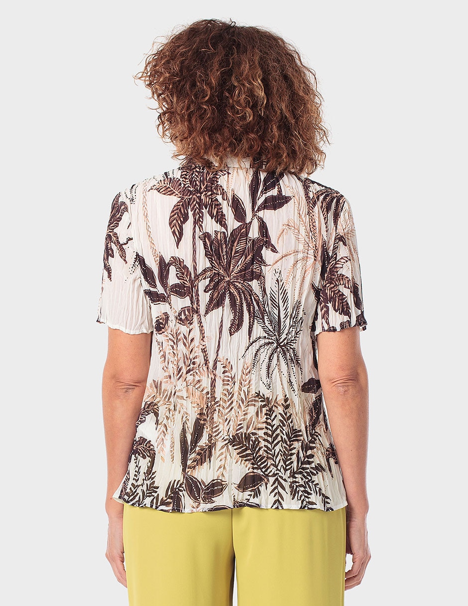 Blusa plisada Punt Roma manga corta para mujer