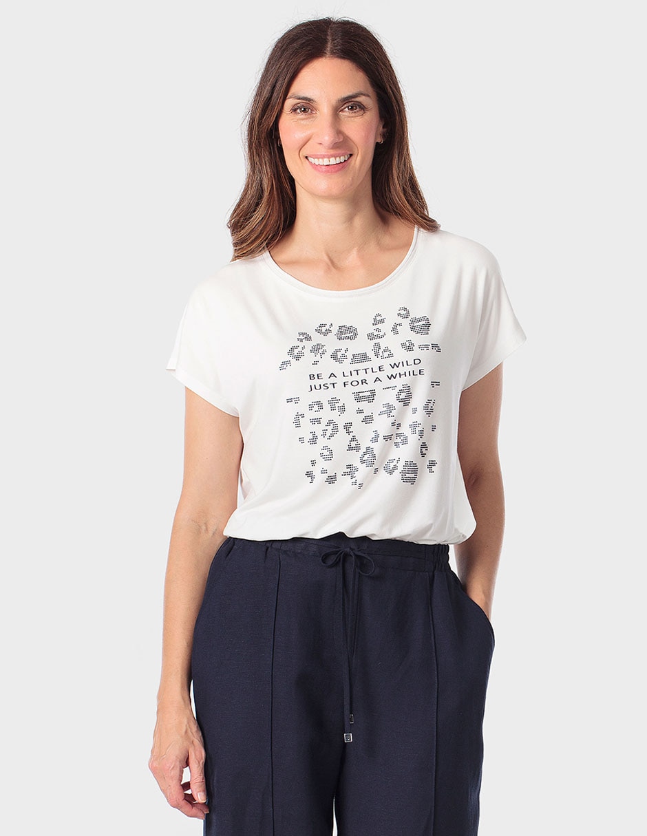 Playera manga corta Punt Roma cuello redondo para mujer