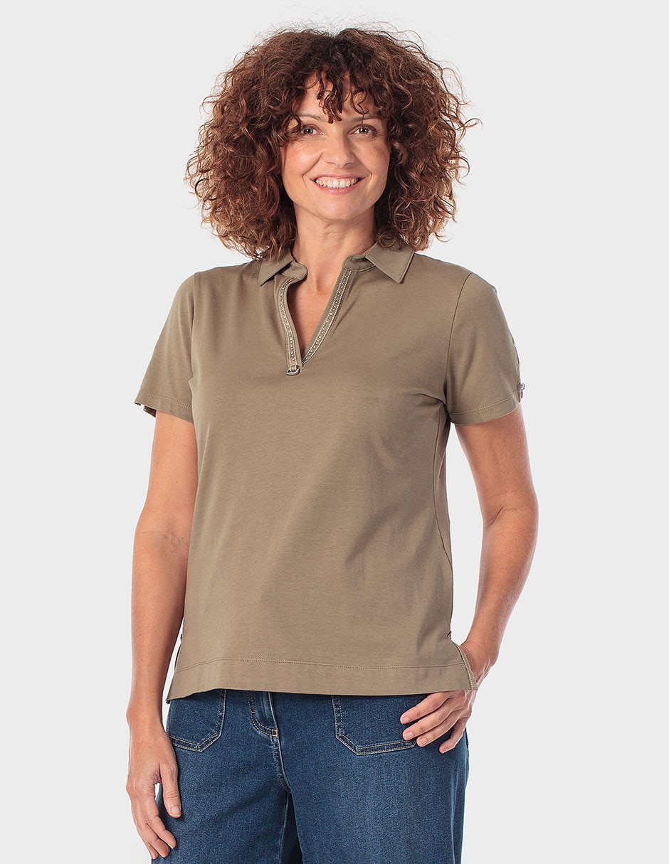 Playera manga corta cuello polo para mujer
