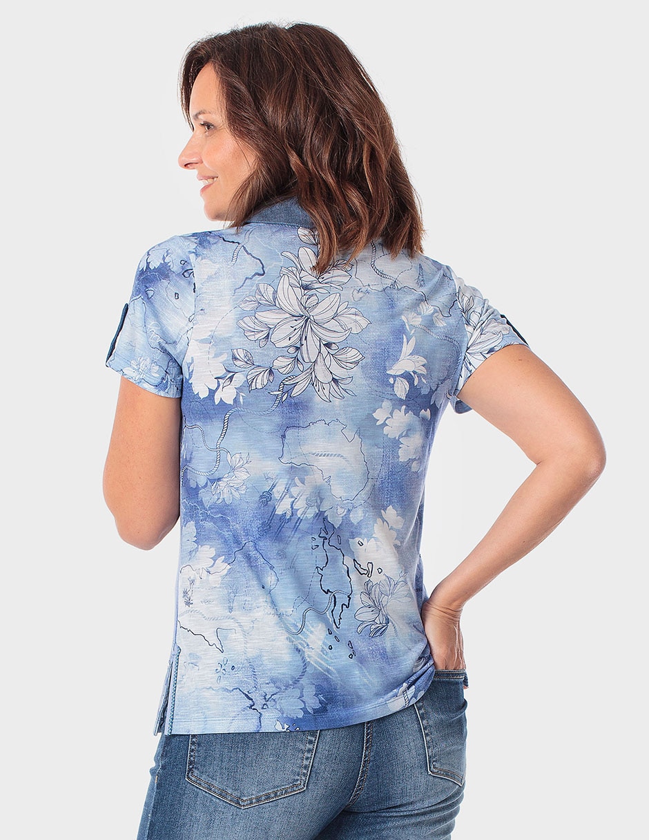 Playera manga corta Punt Roma cuello polo para mujer