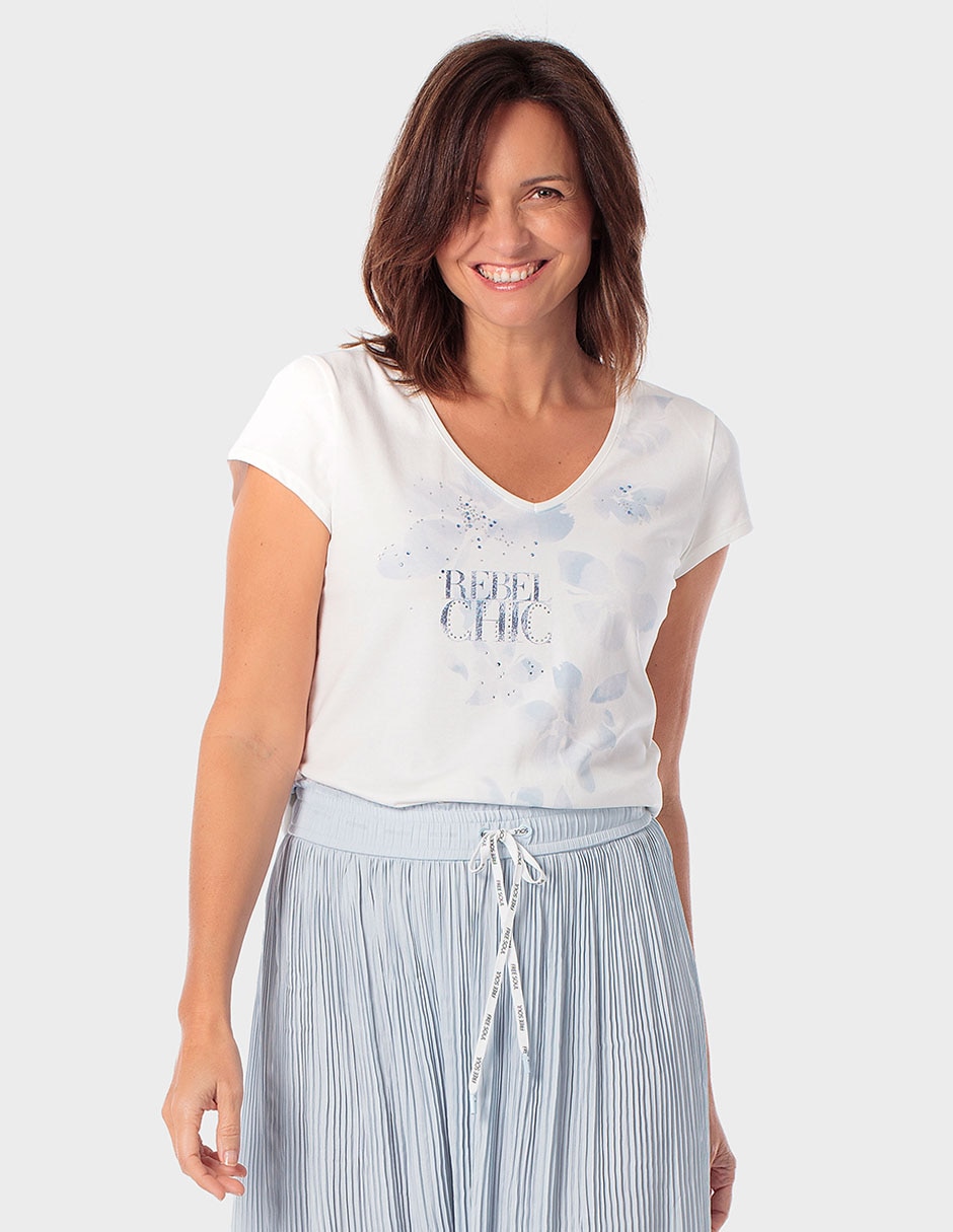 Playera manga corta Punt Roma cuello redondo para mujer