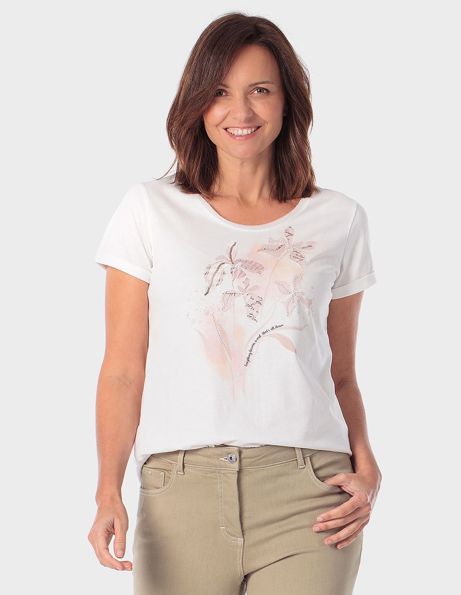 Playera manga corta Punt Roma cuello redondo para mujer