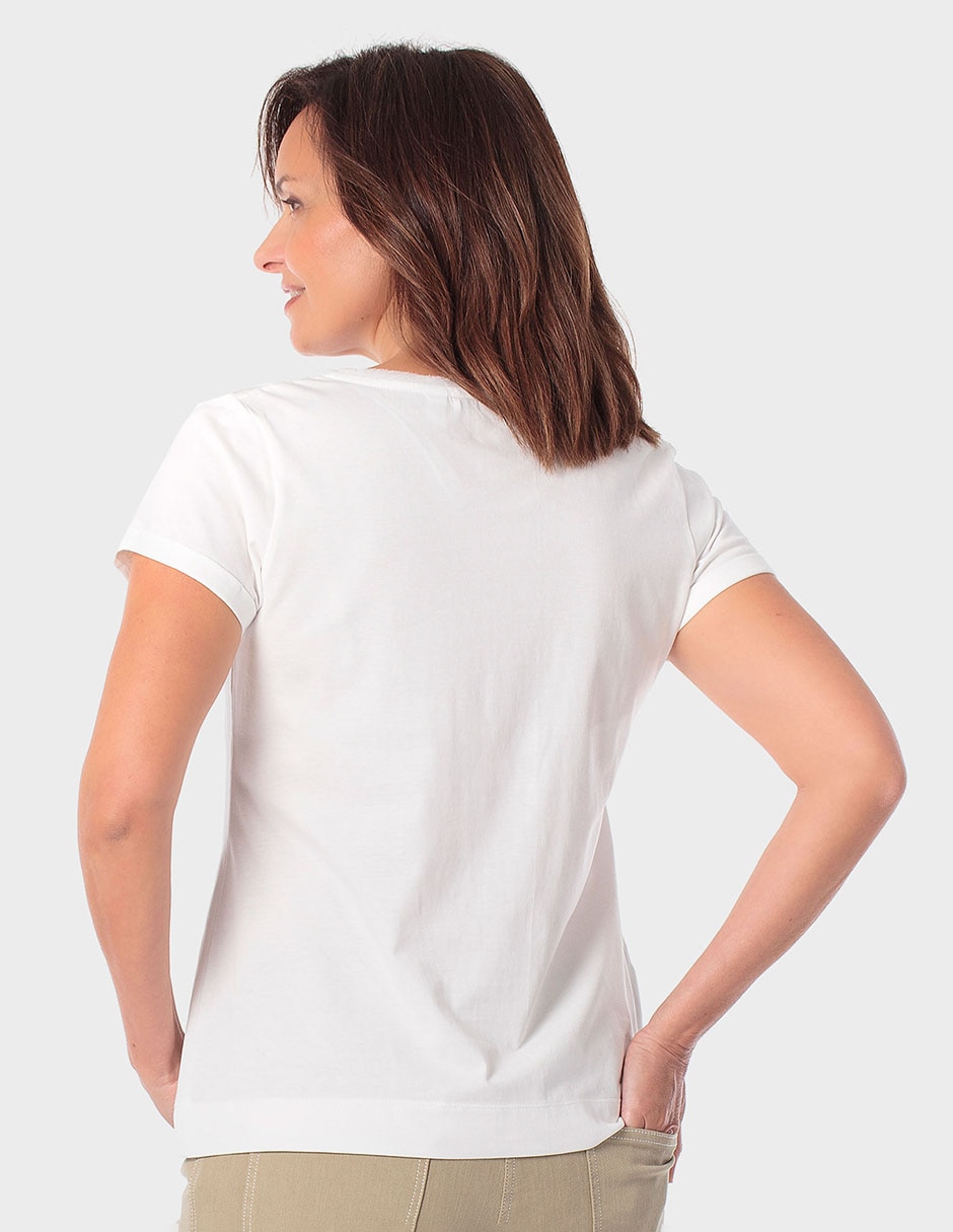 Playera manga corta Punt Roma cuello redondo para mujer