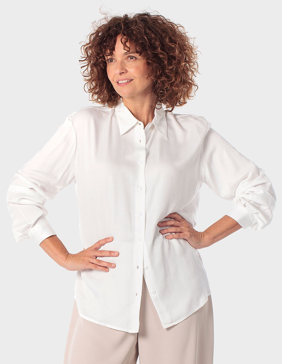 Blusa camisera Punt Roma manga larga para mujer