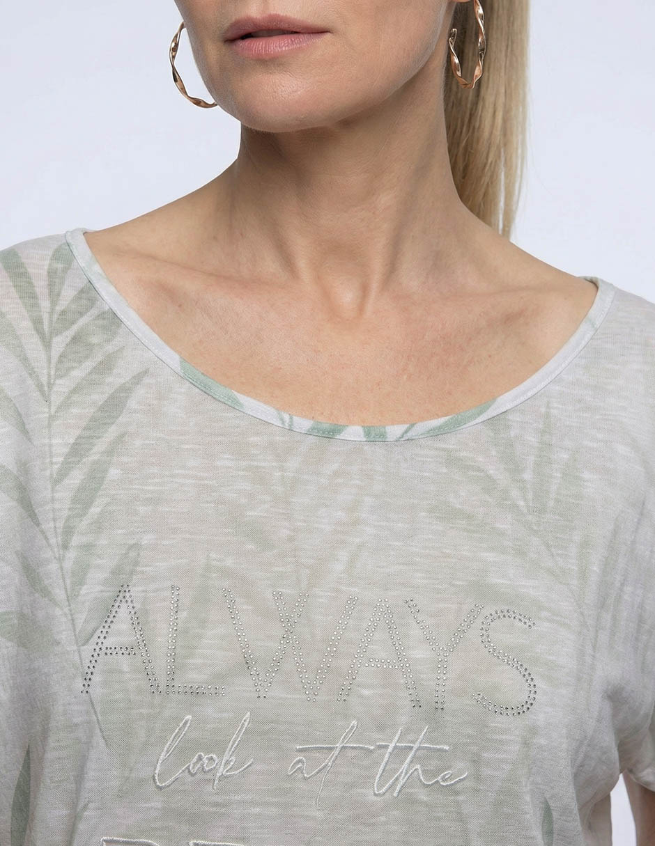 Blusa manga corta Punt Roma cuello redondo para mujer