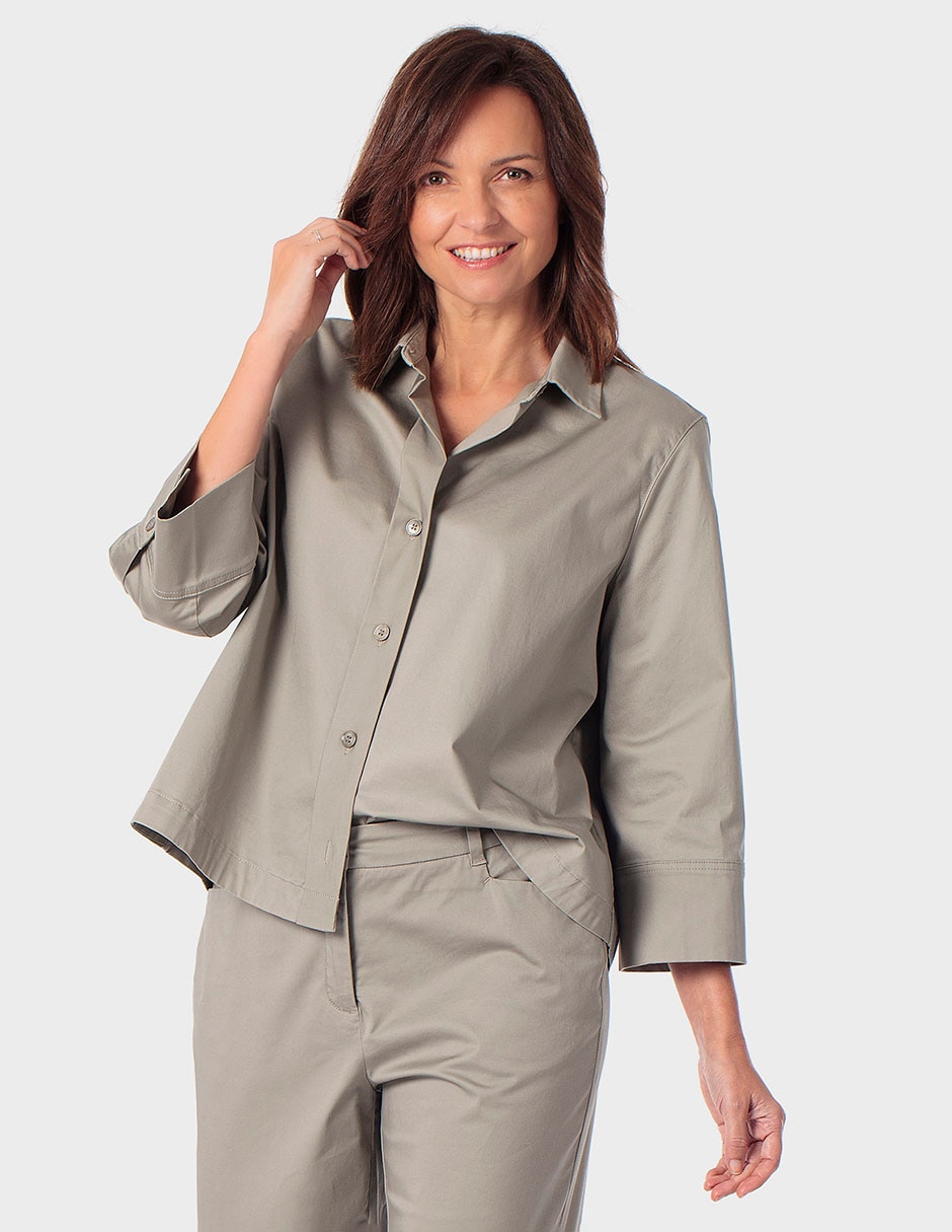 Blusa camisera Punt Roma manga 3/4 para mujer