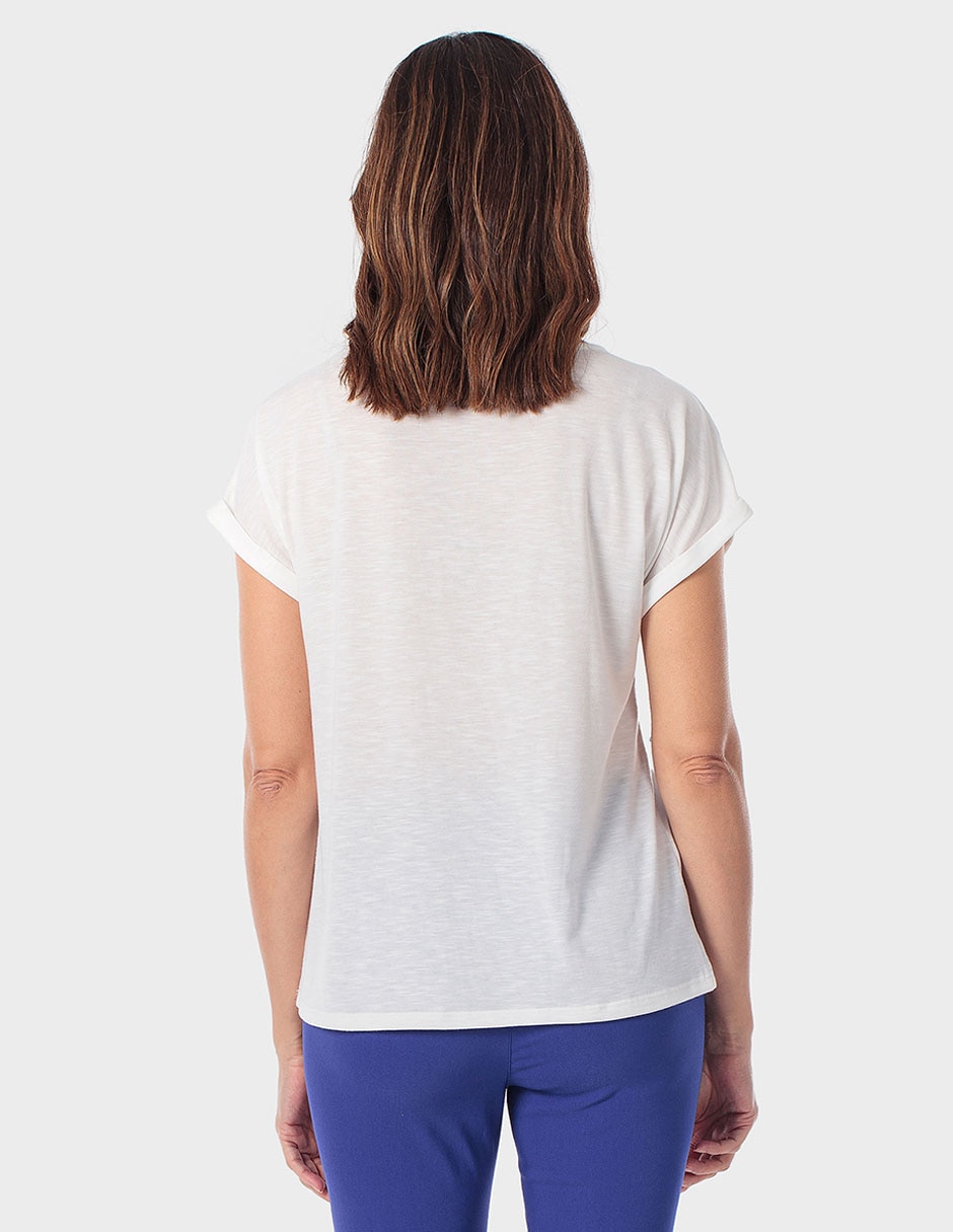 Playera manga corta Punt Roma cuello redondo para mujer