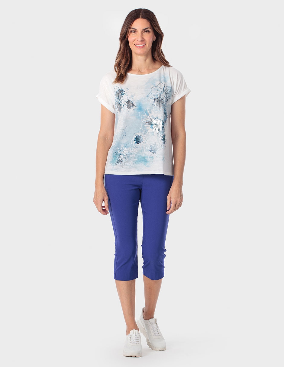 Playera manga corta Punt Roma cuello redondo para mujer